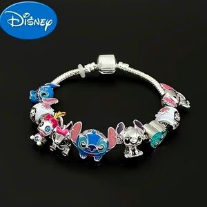 Disney Silver and Blue Stitch Charm Bracelet - NWT